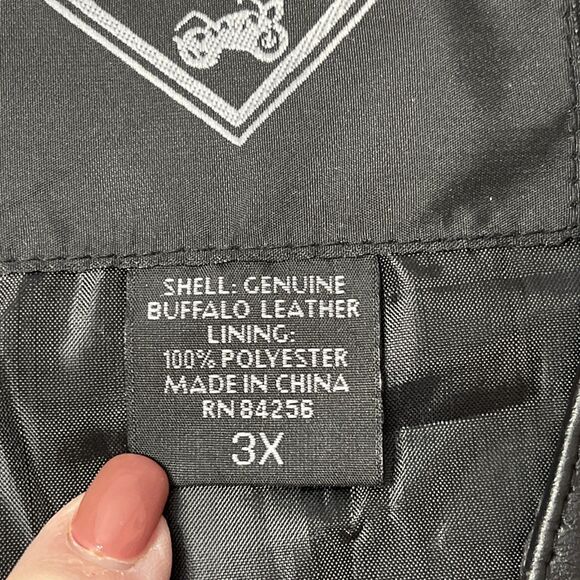 Diamond Plate Buffalo Leather Mens Vest with Patches 3X - Picture 12 of 13